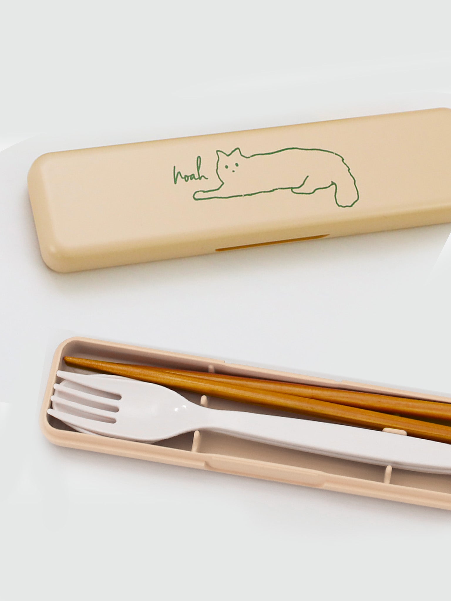 Croquis Cat Travel Cutlery Set- Pink