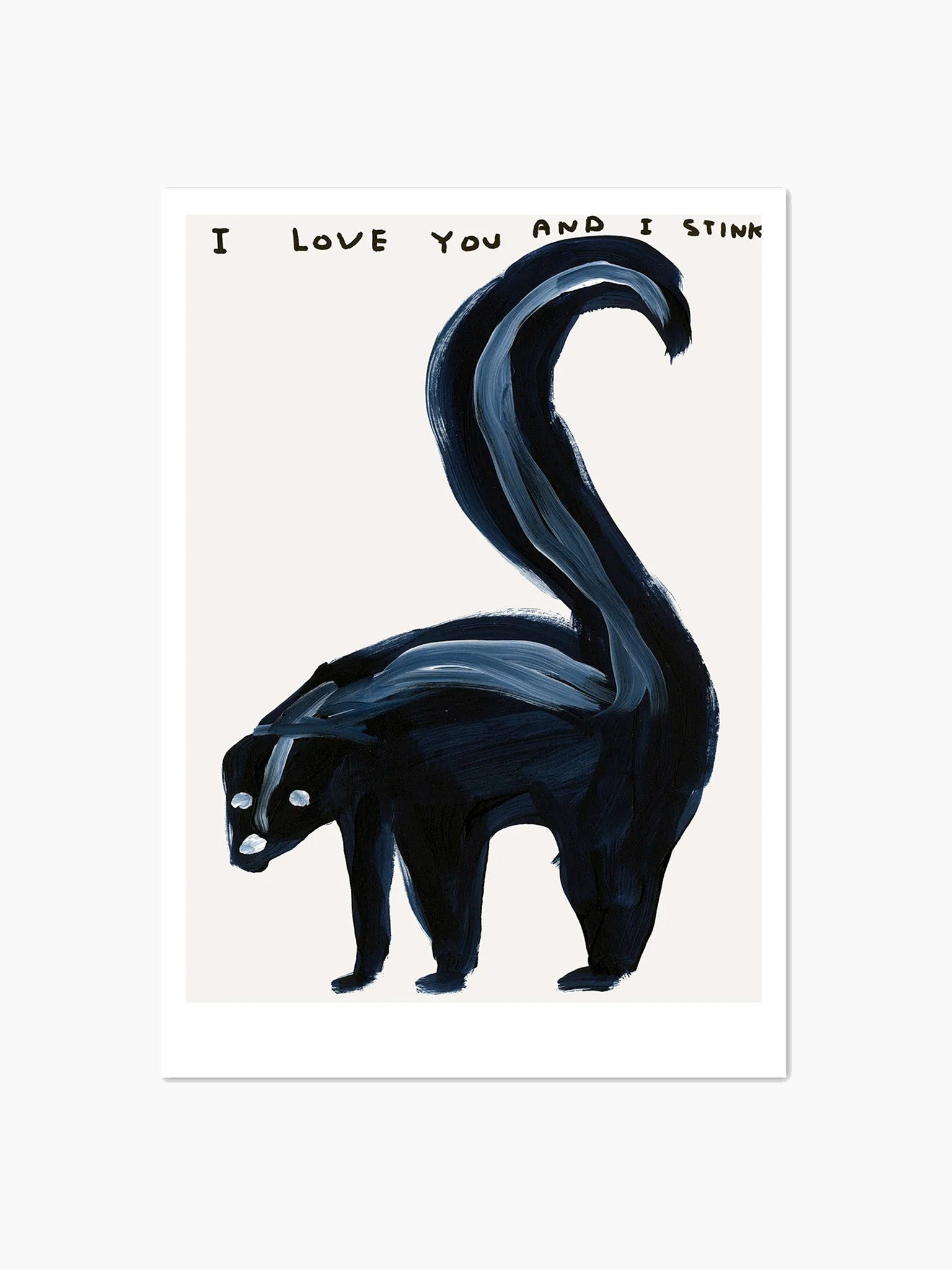 I Love You and I Stink (Skunk) Postcard (A5) x David Shrigley