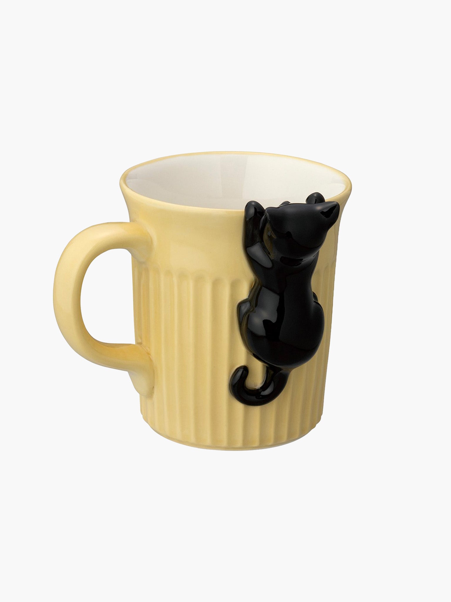 Cat Hanging Niramekko Mug - Black Cat (Yellow)
