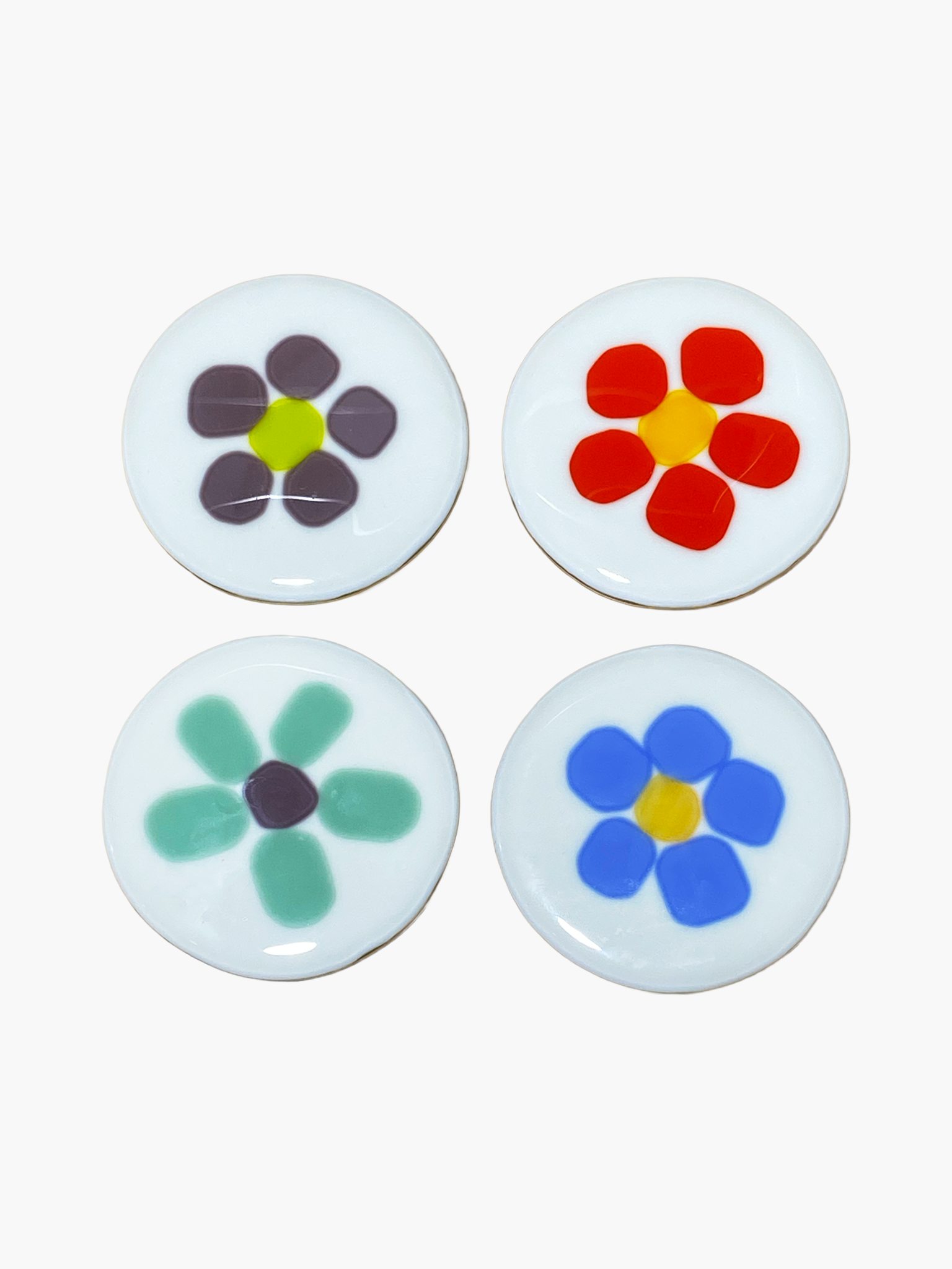 Flower Glass Coaster - White (Mixed)