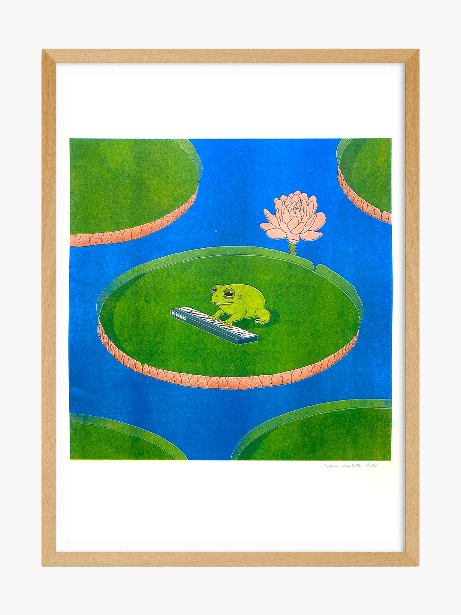 Frog Risograph Print by Emma Roulette (A3)