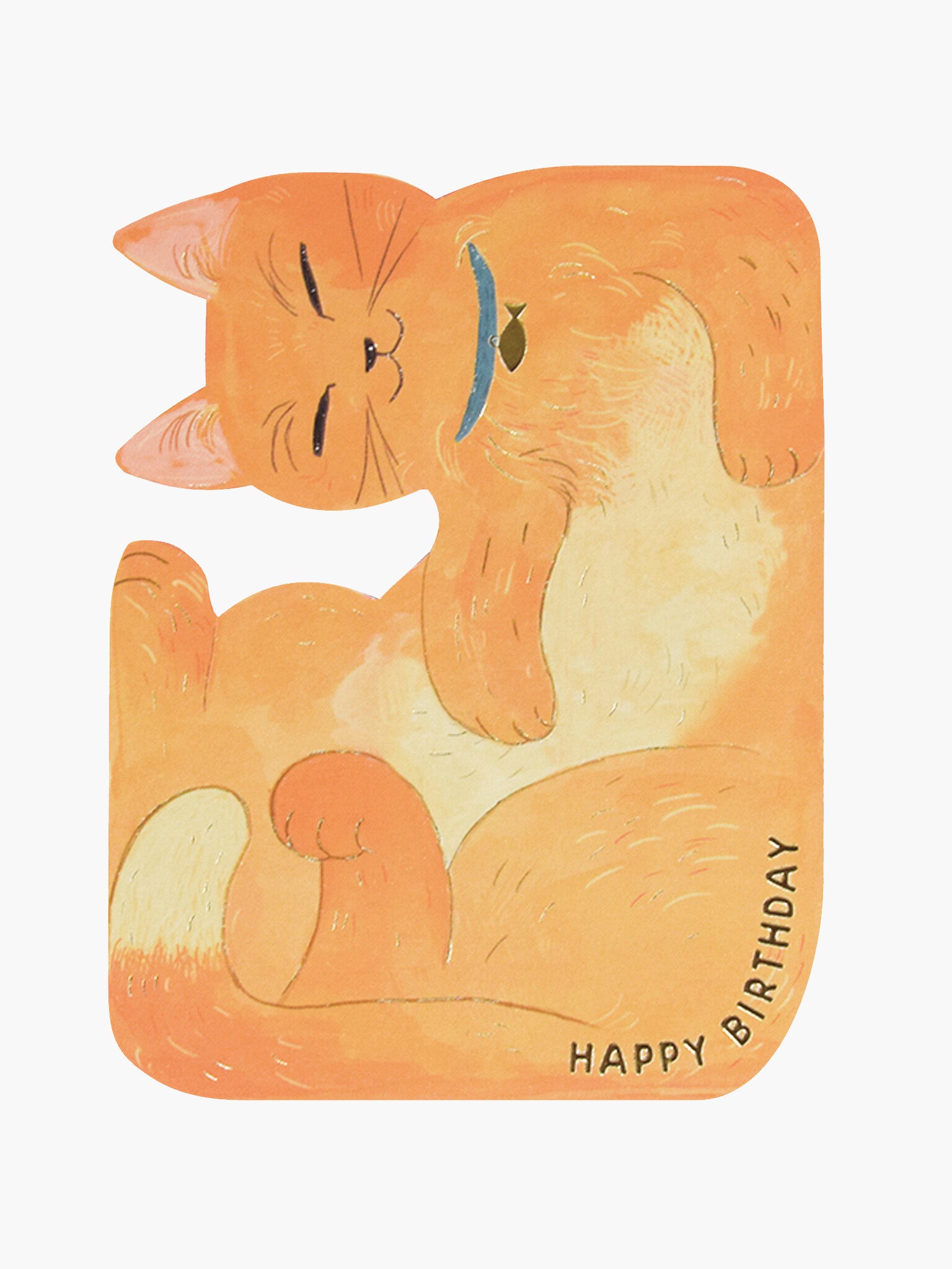 Cuddled Cat Birthday Card - Ginger Cat