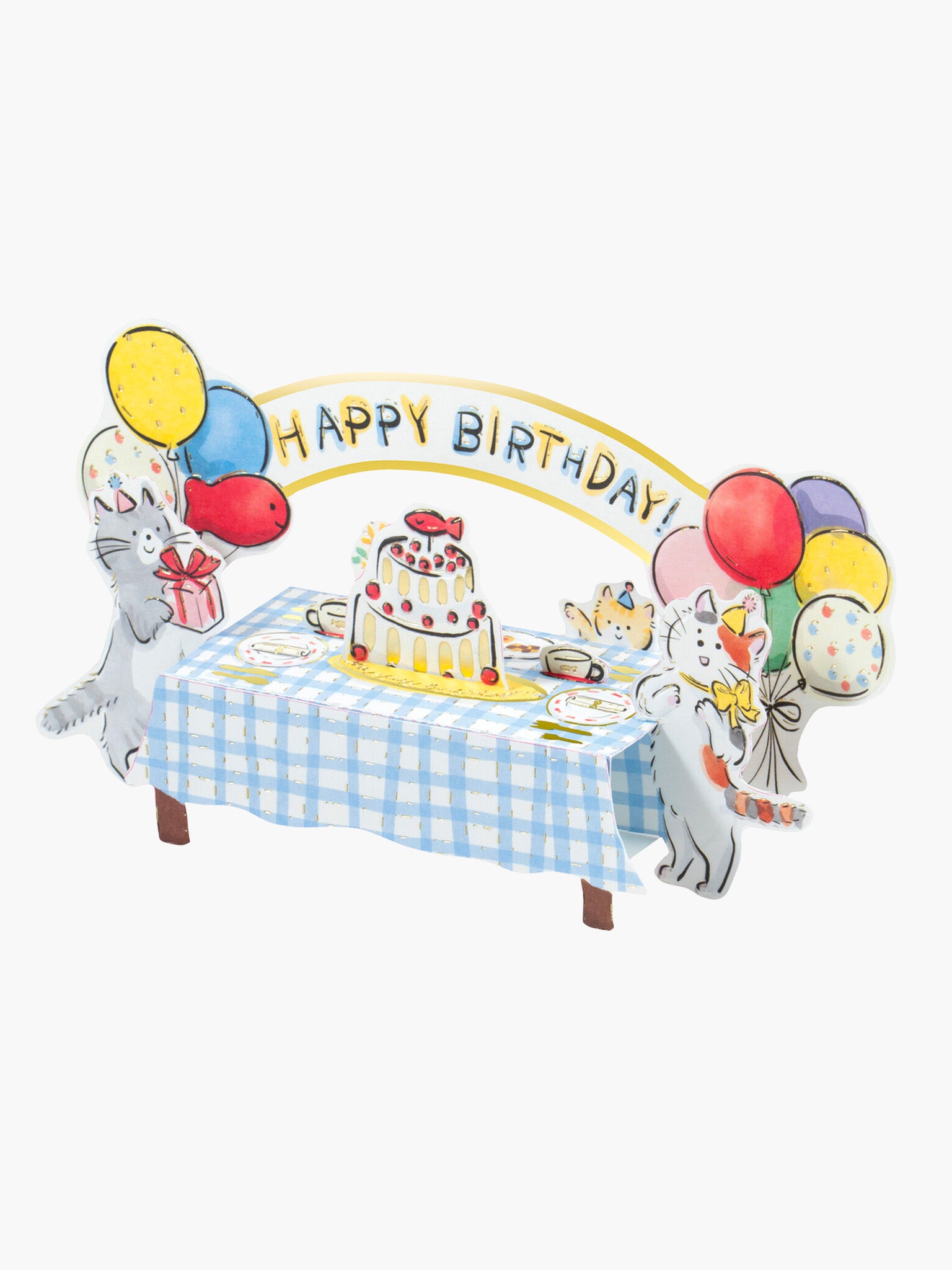 Birthday Table Pop-Up Card - Cats