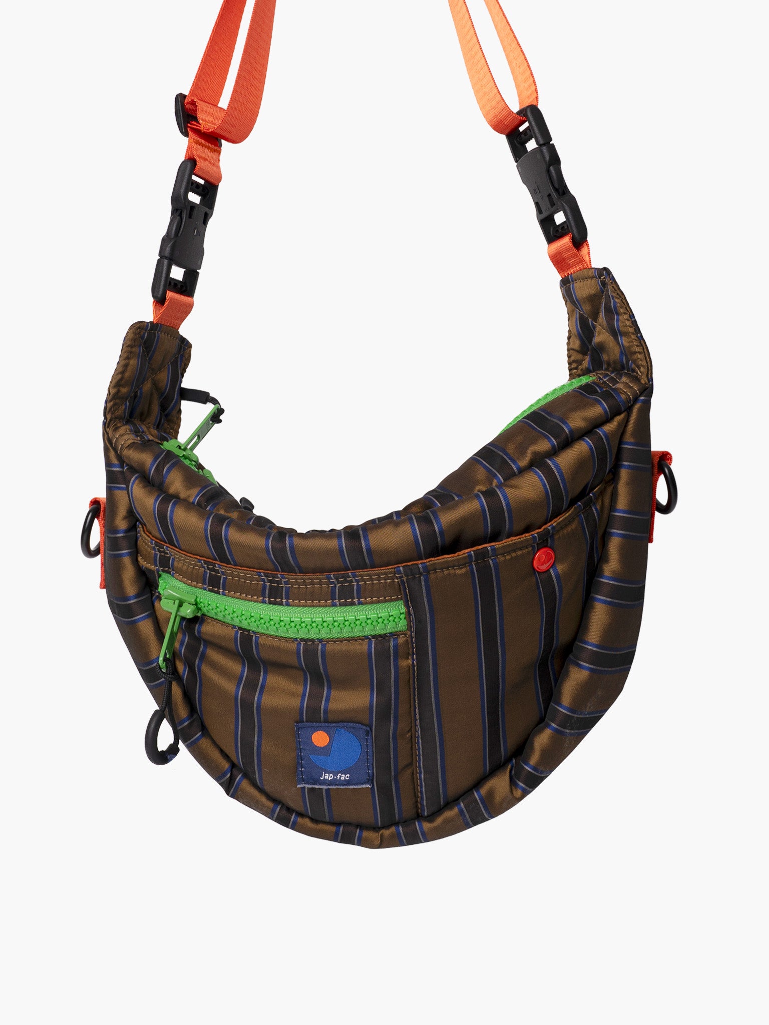 Half Moon Bag - Brown & Orange Stripe