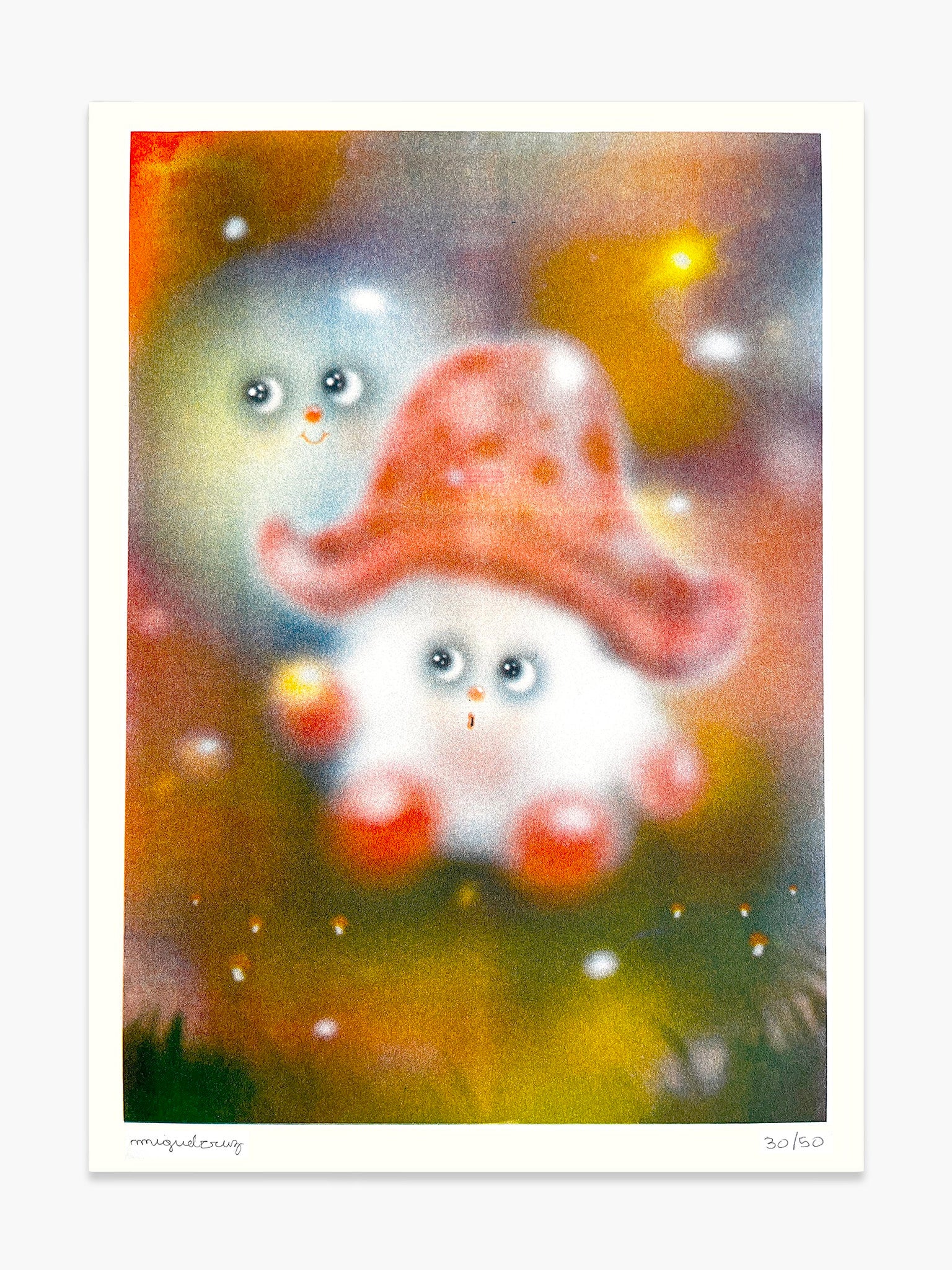 Mushroom Print by Miguel Cruz - Risograph Print (A3) (Limited Edition)
