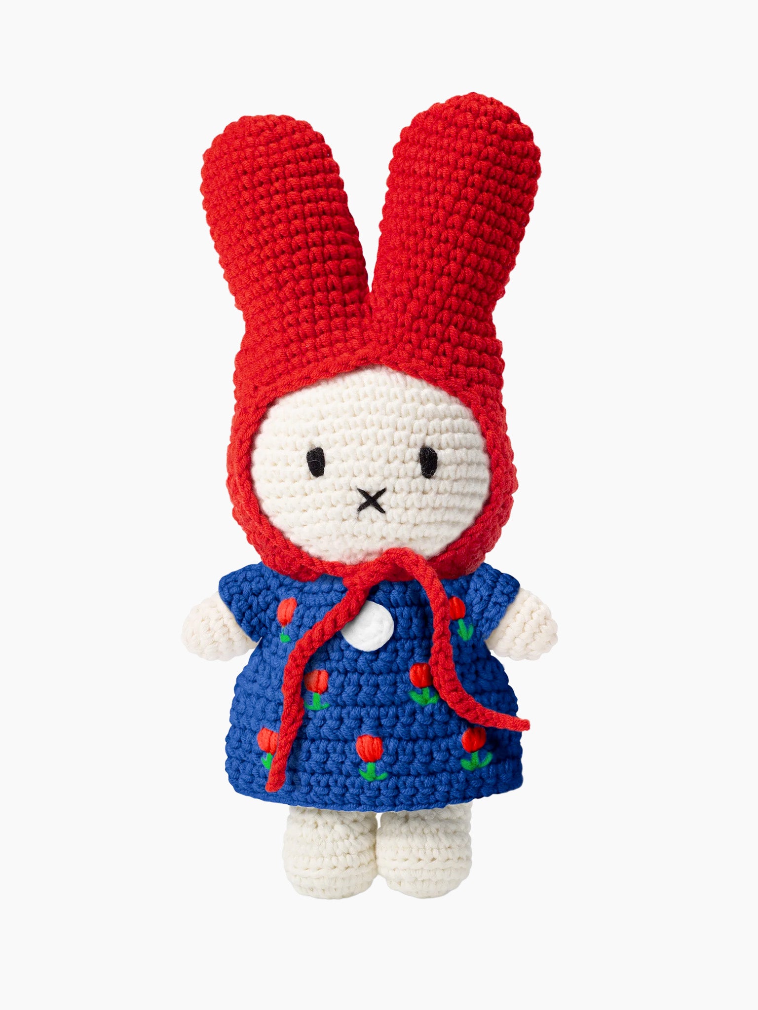 Crochet Miffy Doll - Blue Tulip Dress with Red Hat