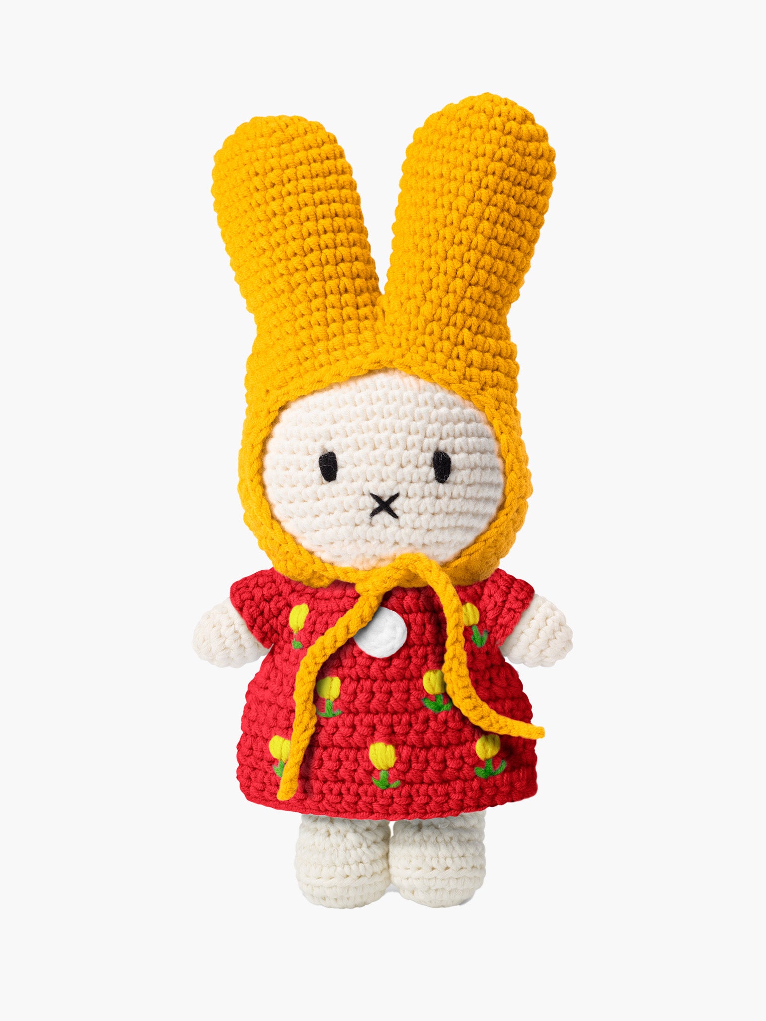 Crochet Miffy Doll - Red Tulip Dress with Yellow Hat