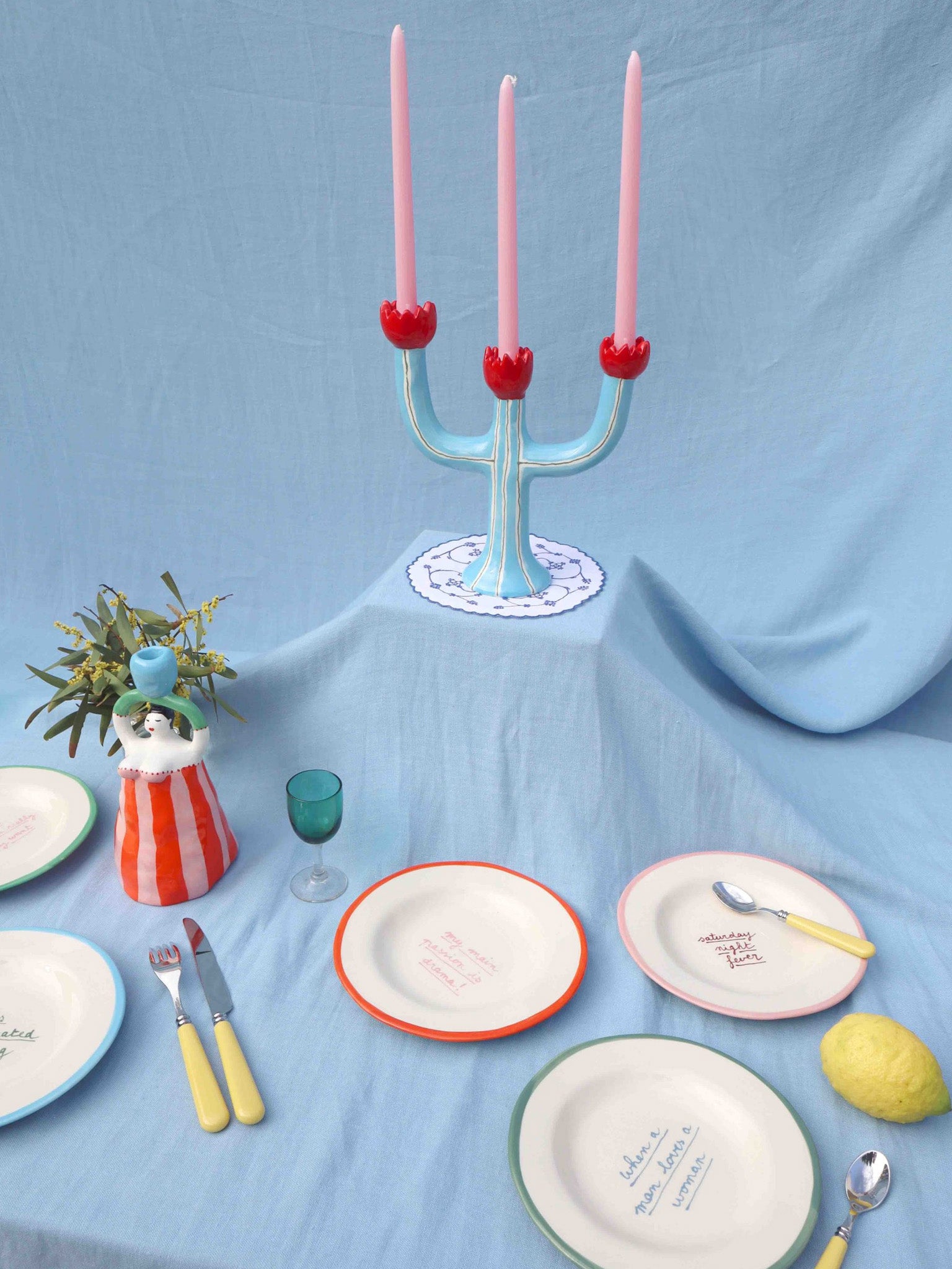 Tulip Candle Holder - Turquoise – Hands