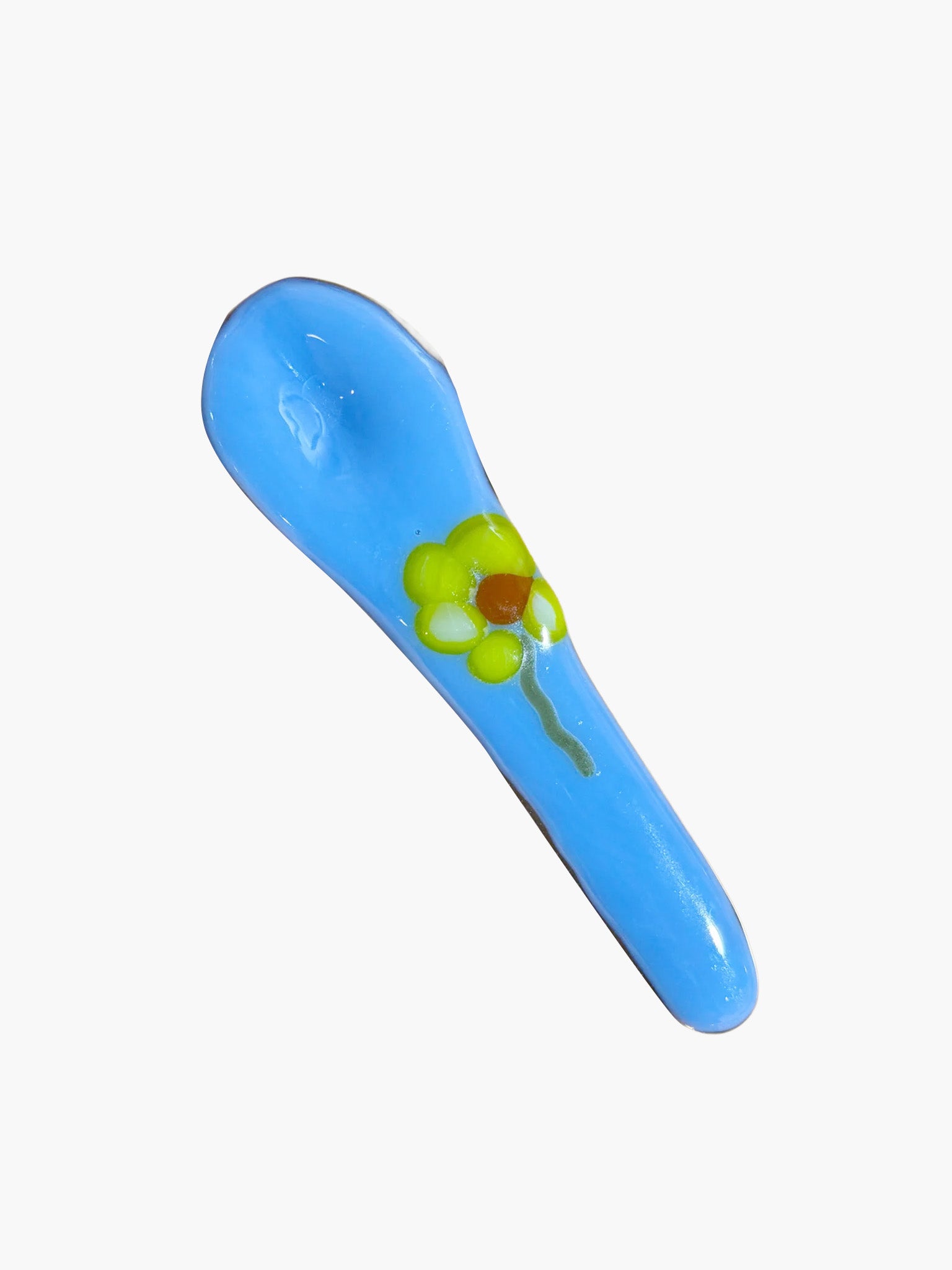 Blue Flower Glass Spoon