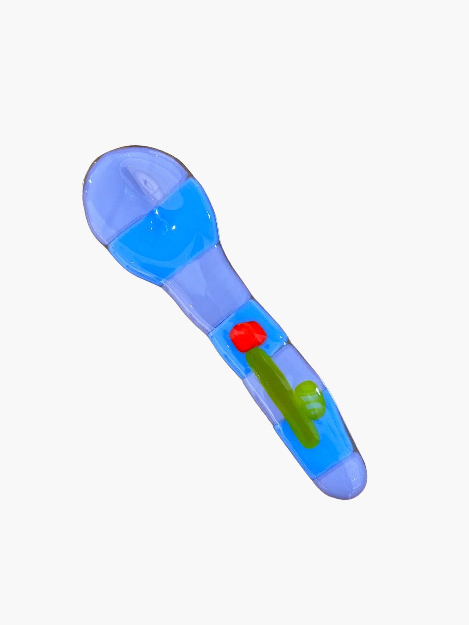 Blue & Lilac Stripe Flower Glass Spoon