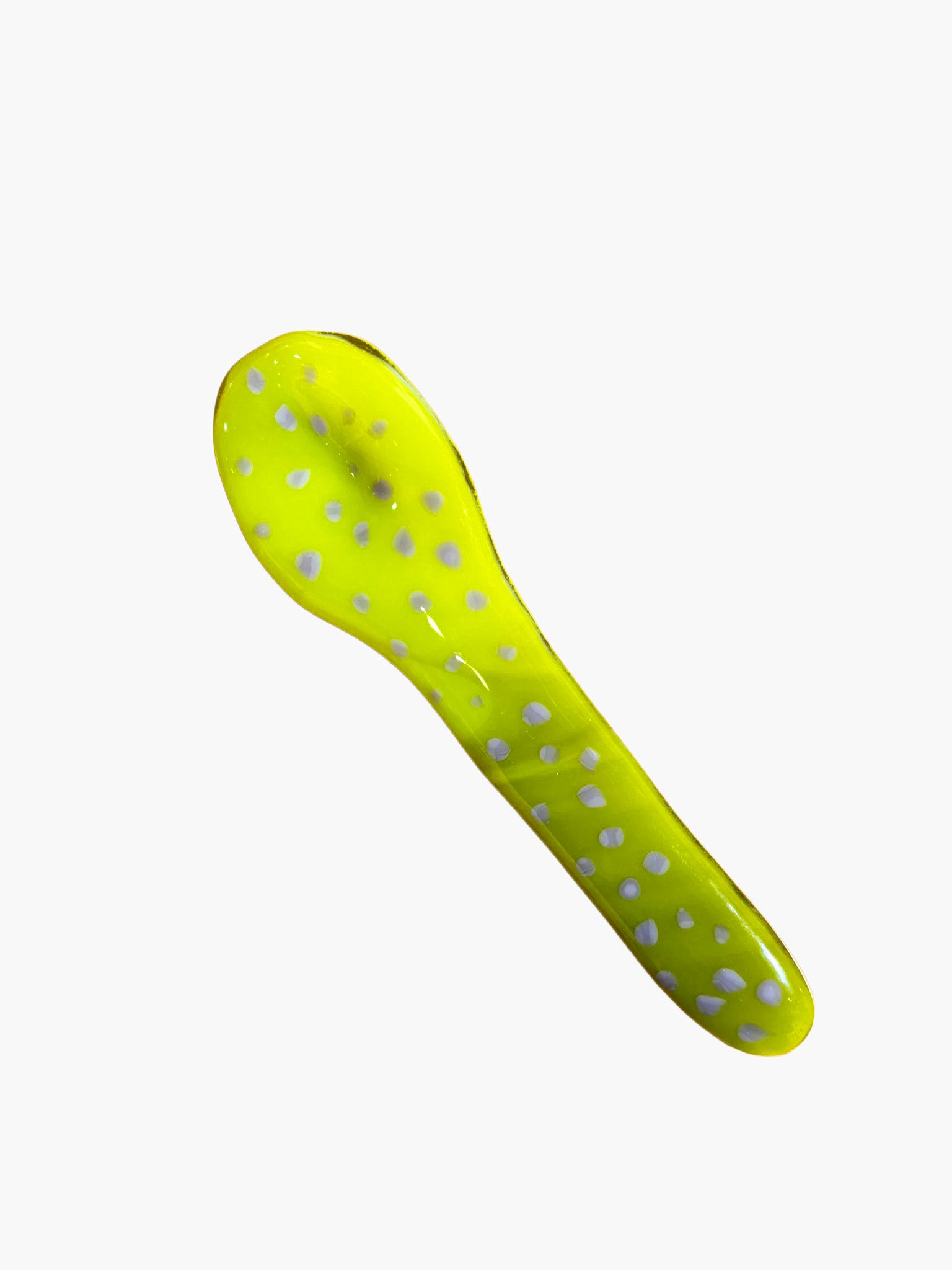 Yellow & Lilac Dotty Glass Spoon