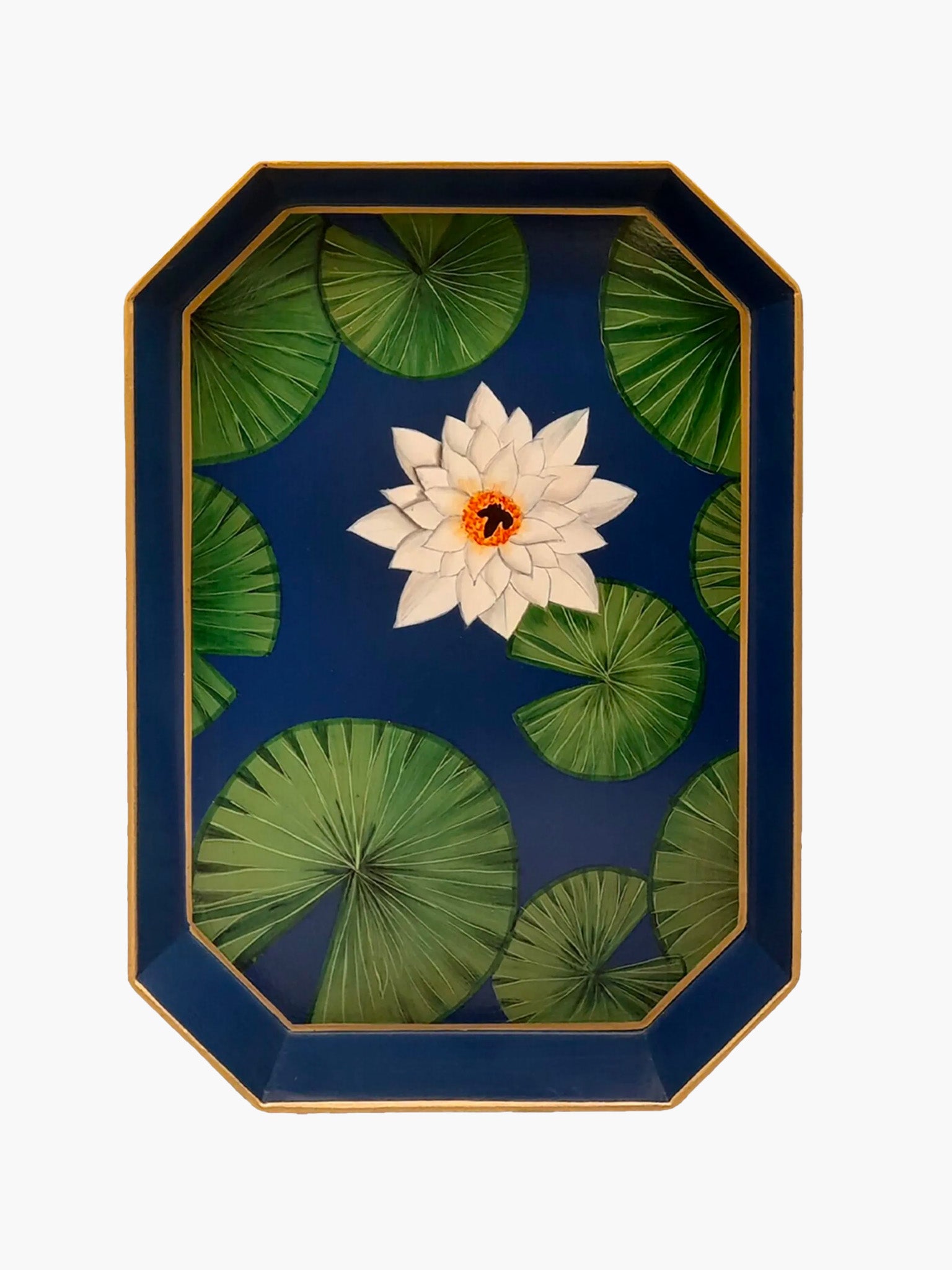 Hand-painted Iron Tray - Lotus Flower