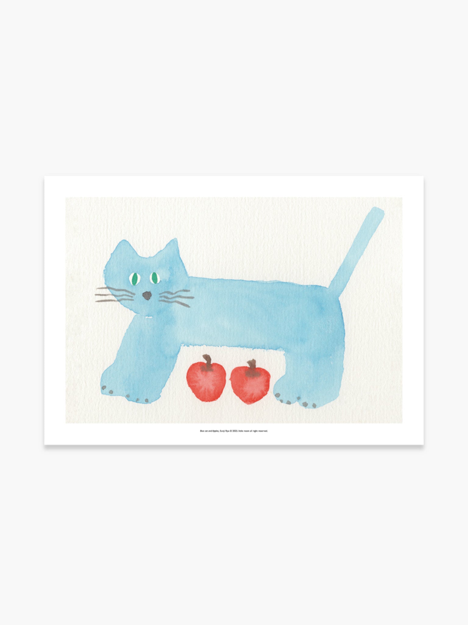 Blue Cat & Apples Poster by little room (A3)