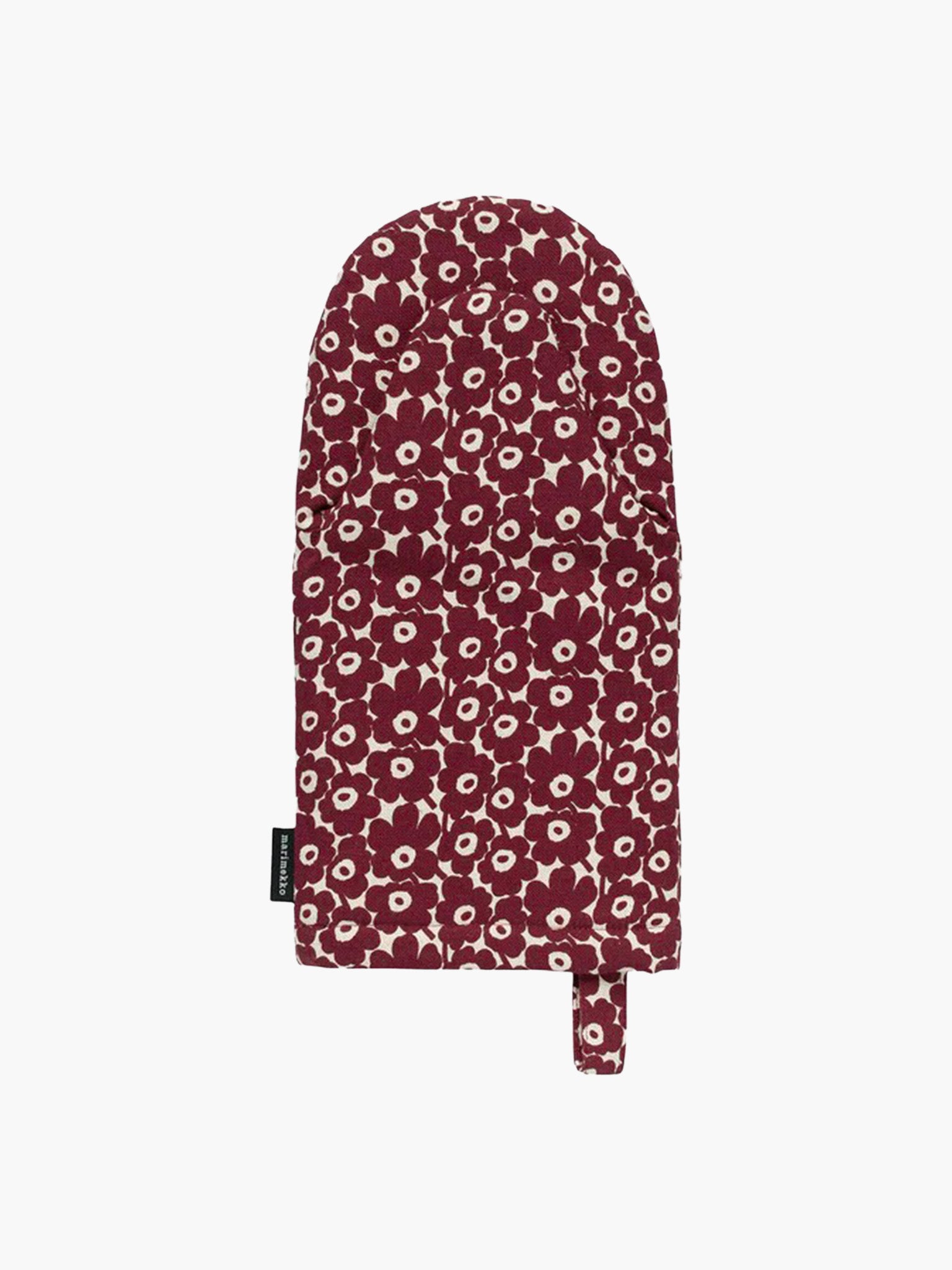 Pikkuinen Unikko Oven Mitten - Burgundy & Linen