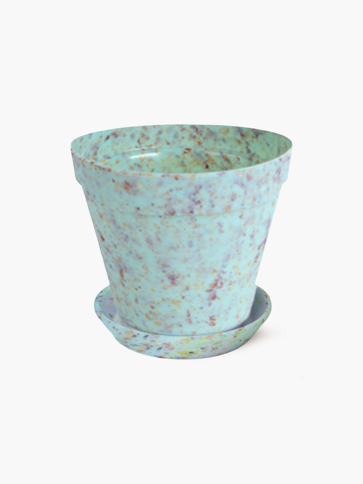 Planter Pot with Saucer - Mint Speckle (12cm)