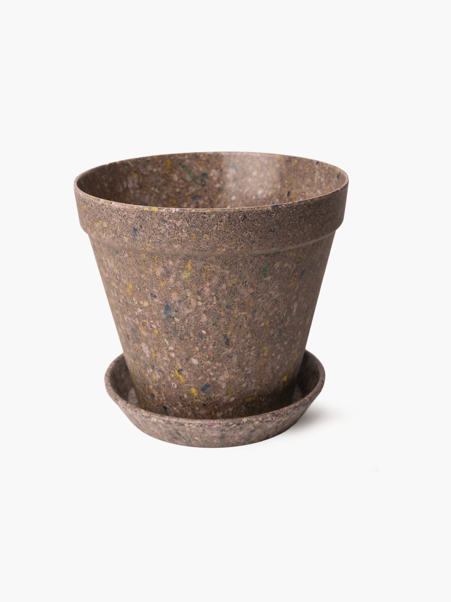 Planter Pot with Saucer - Coffee Speckle (12cm)