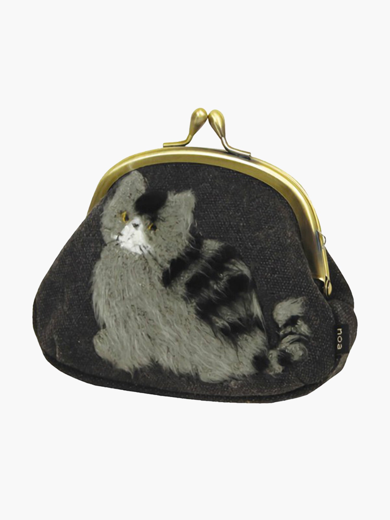 Cat Gamaguchi Coin Purse - Tabby on Charcoal