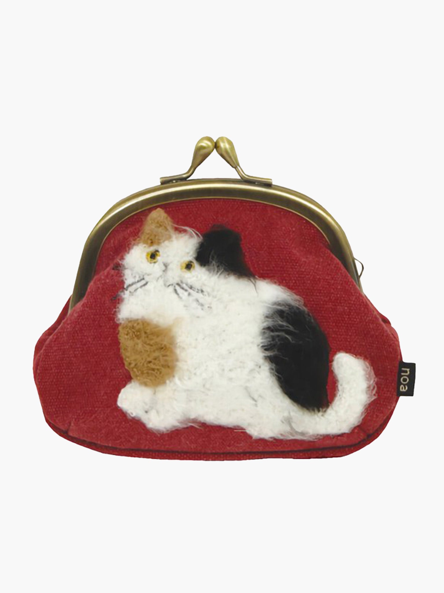 Cat Gamaguchi Coin Purse - Calico on Red
