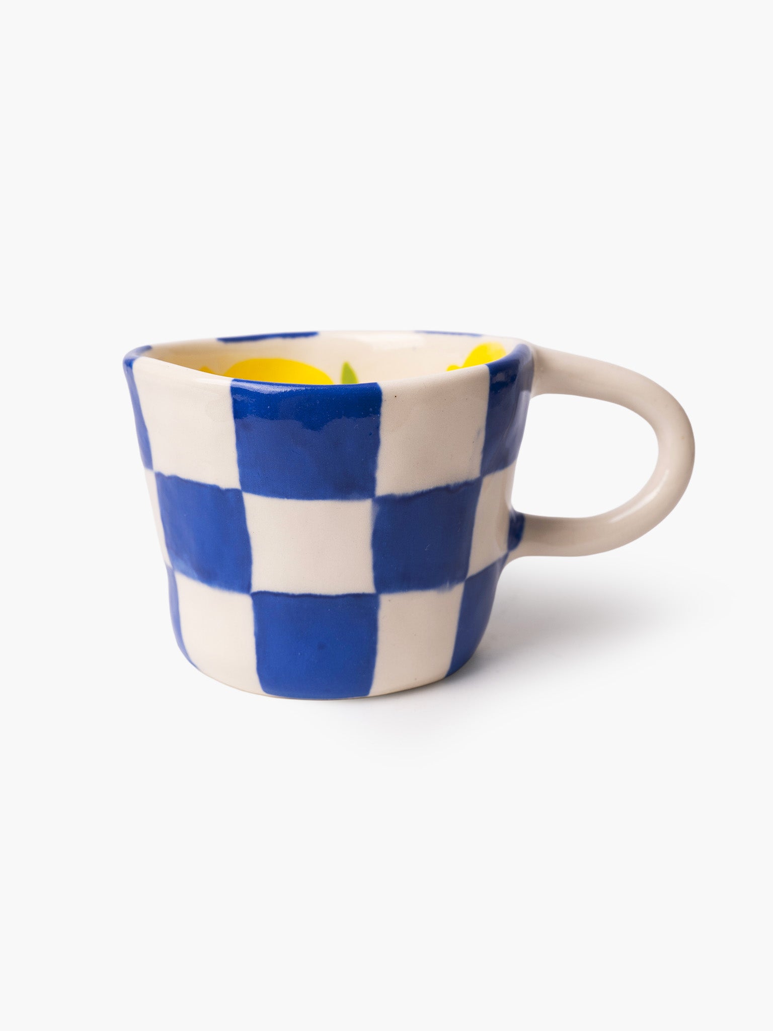 Blue Checker Mug with Lemons x Posy Ceramics