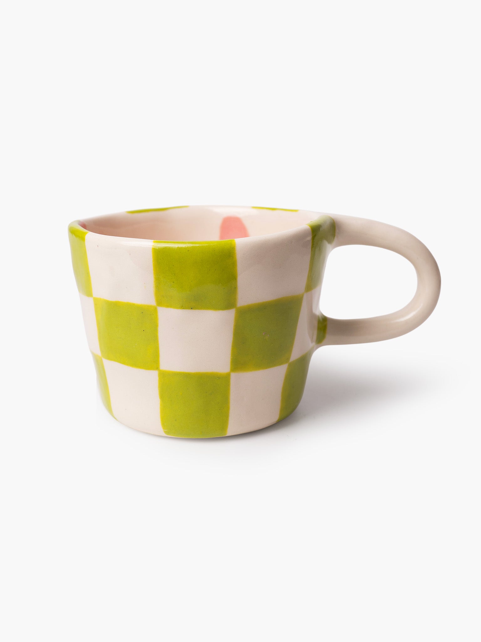 Green Checker Blossom Mug x Posy Ceramics