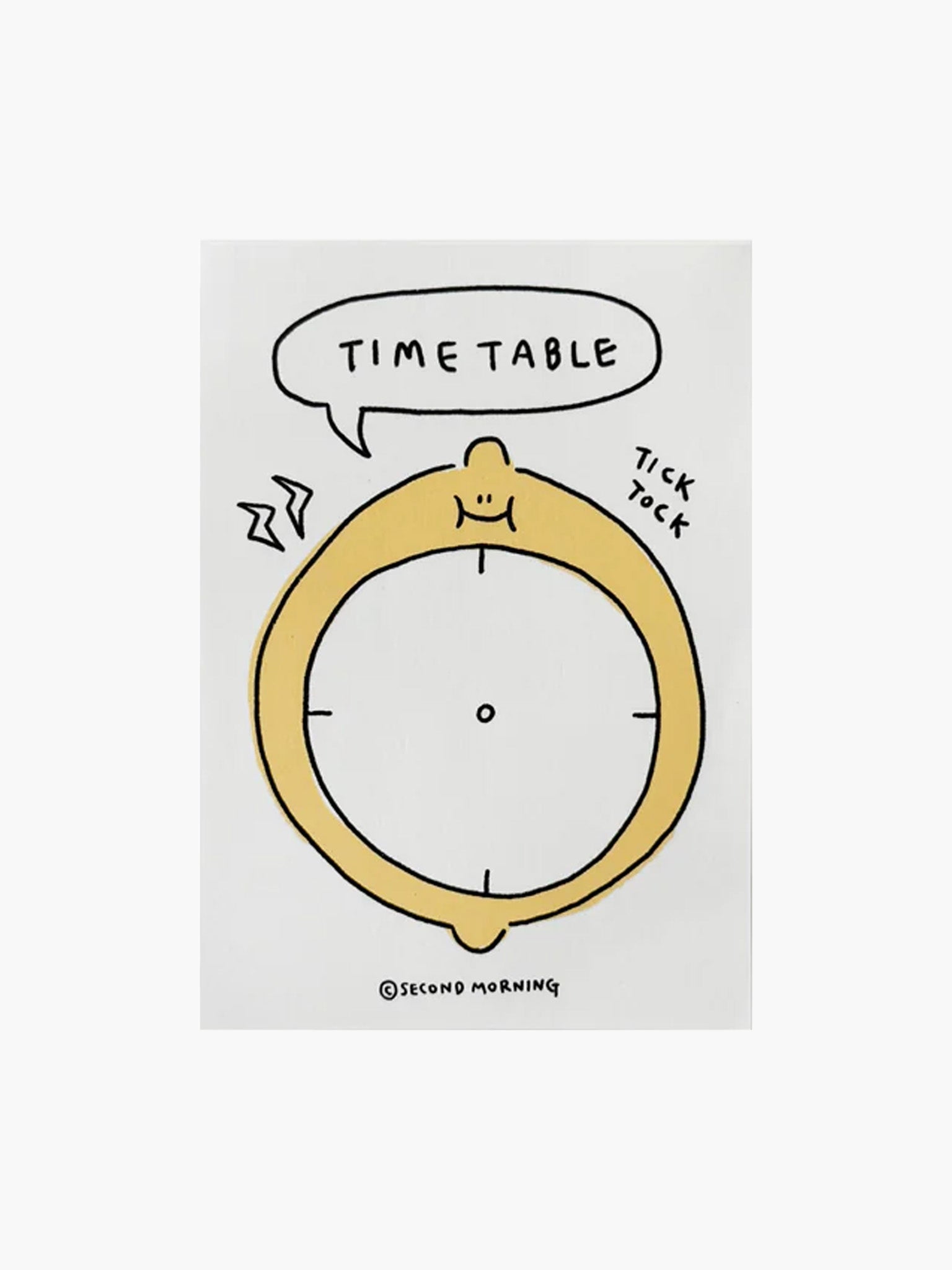 Paper Memo Pad - 'Timetable' Lemon Clock