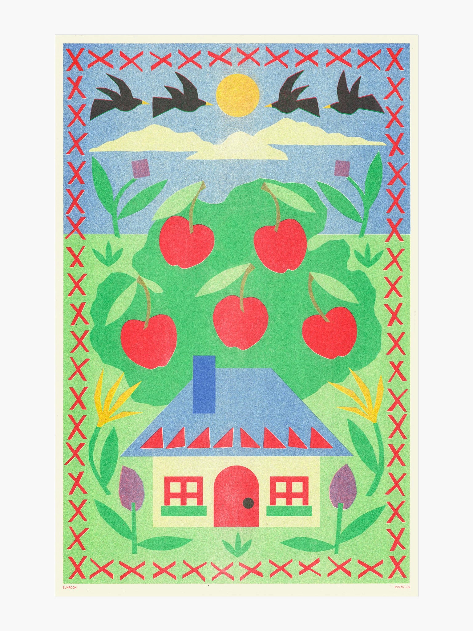 Cottage Risograph Print - A3