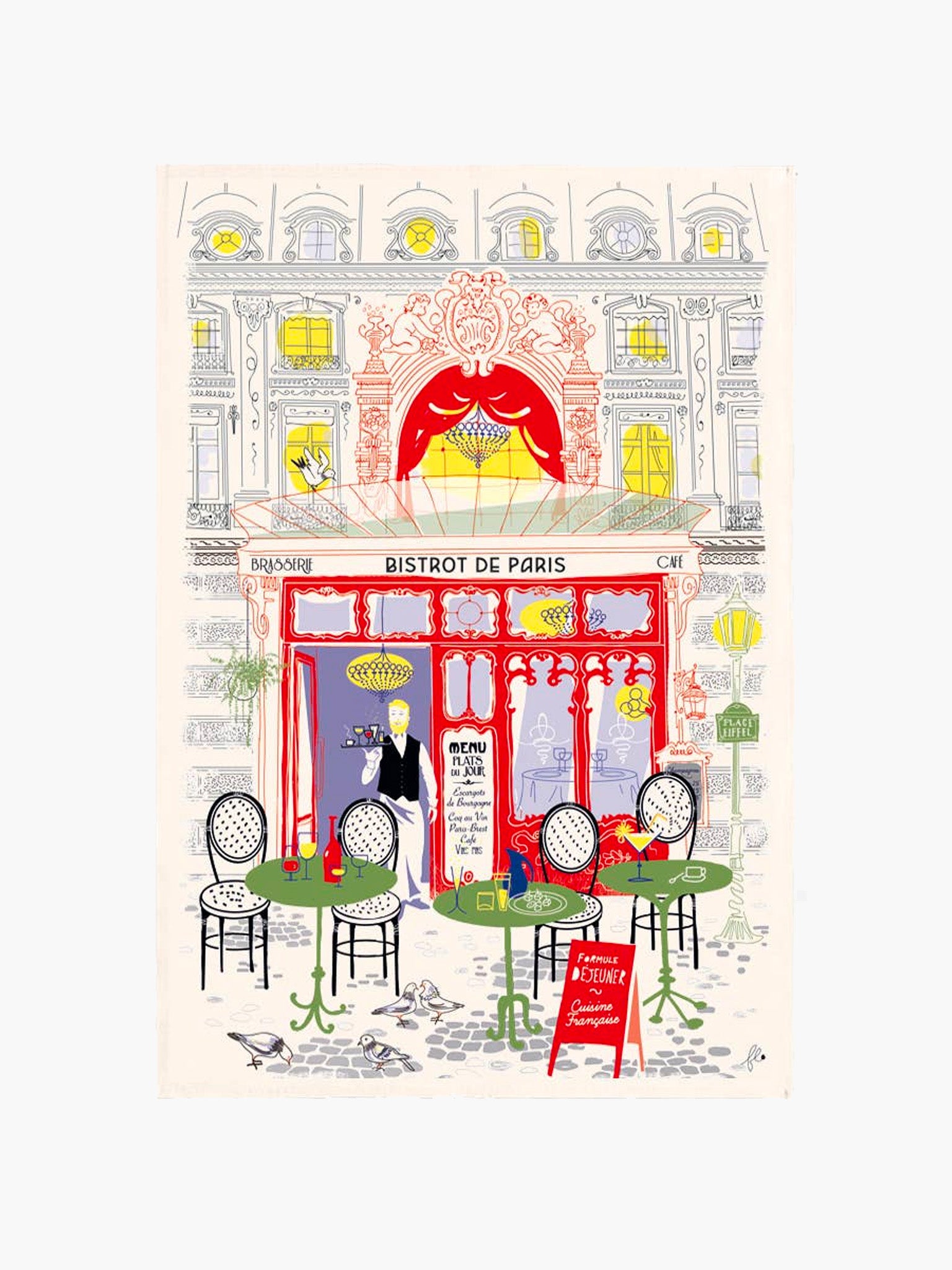 Parisian Shops Tea Towel - Bistrot
