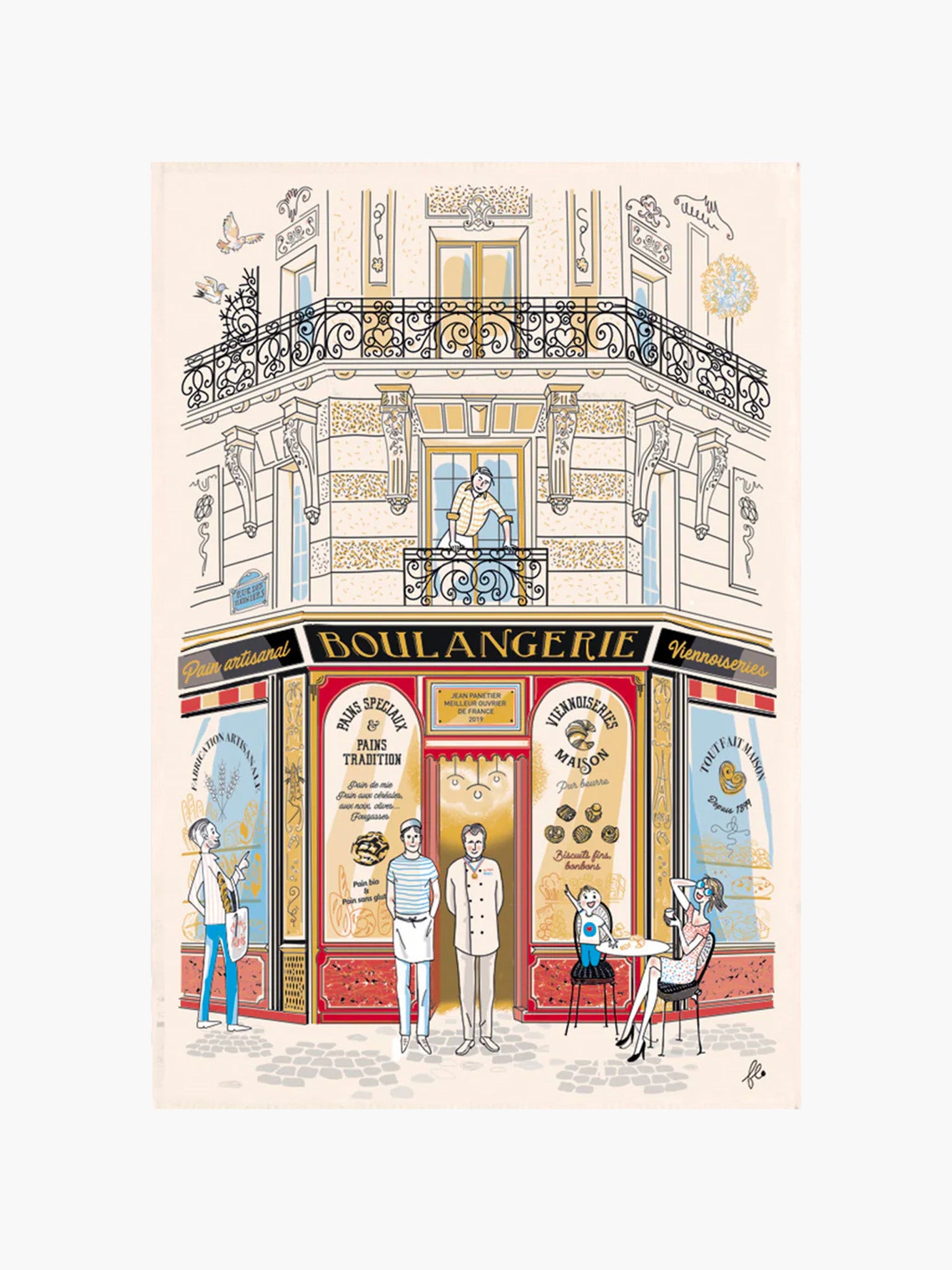 Parisian Shops Tea Towel - Boulangerie