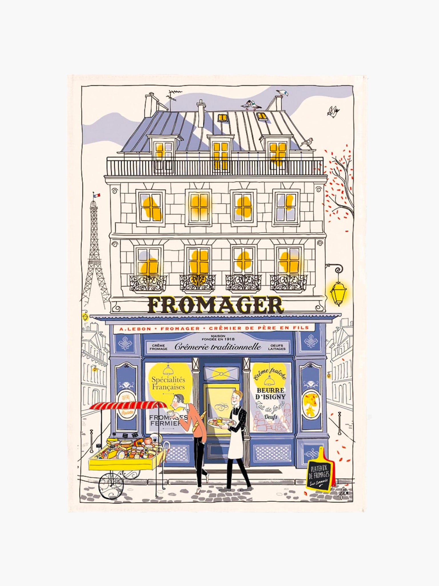 Parisian Shops Tea Towel - Fromagerie