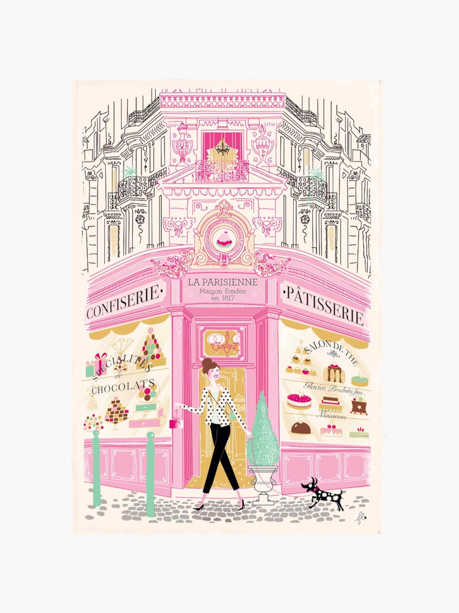 Parisian Shops Tea Towel - Patisserie