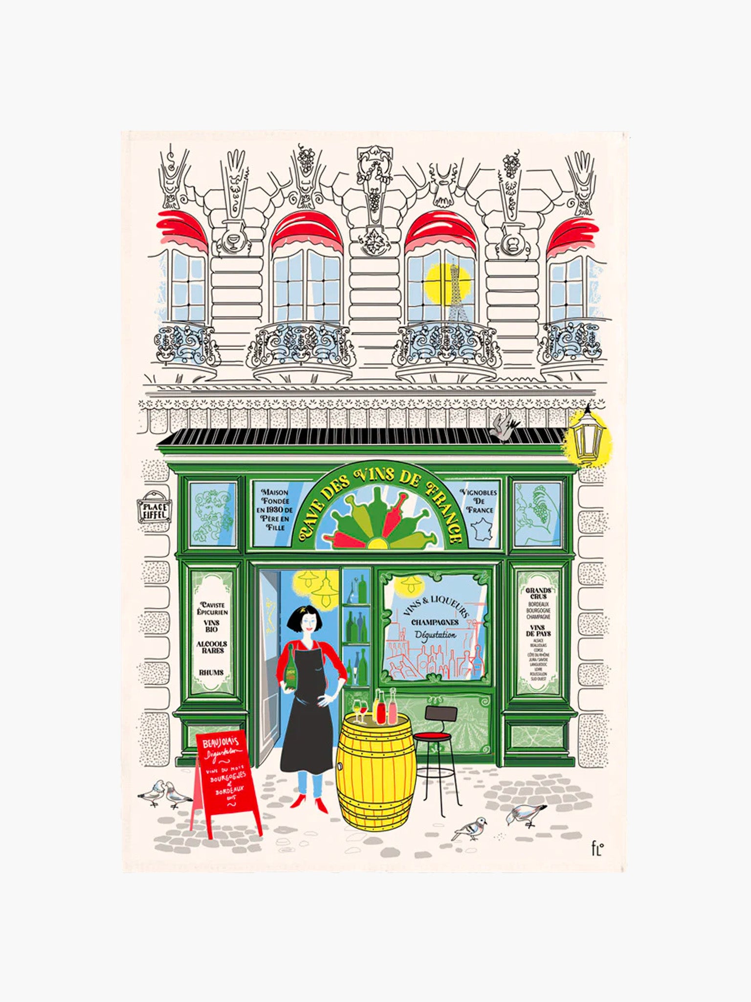 Parisian Shops Tea Towel - Wine Merchant