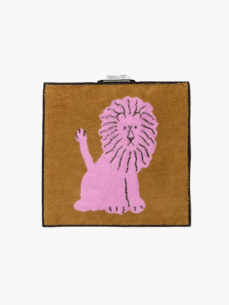 Lion Hand Towel - Coral (34x34cm)