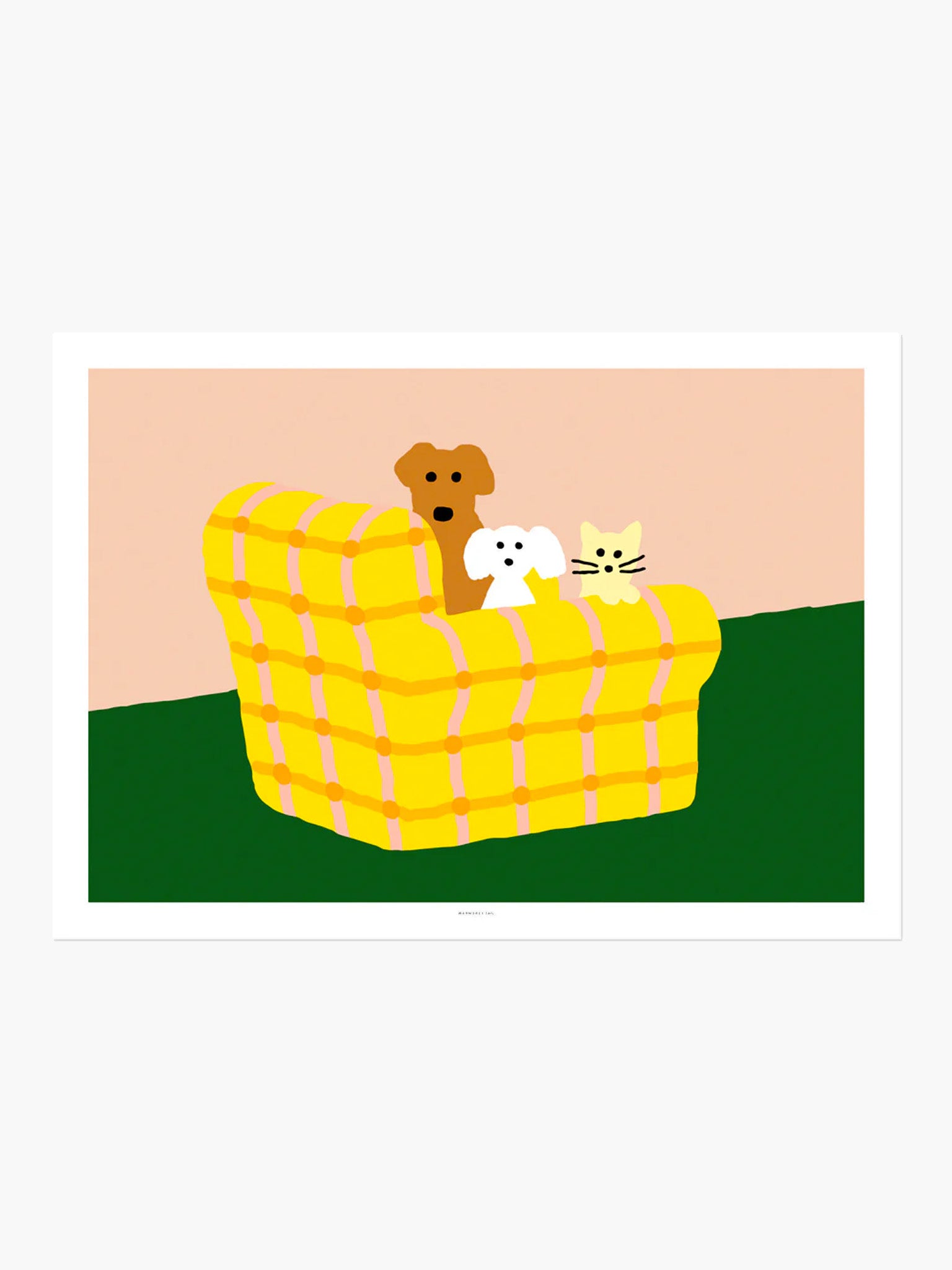 Armchair Dog & Cat Art Print (30X40Cm)