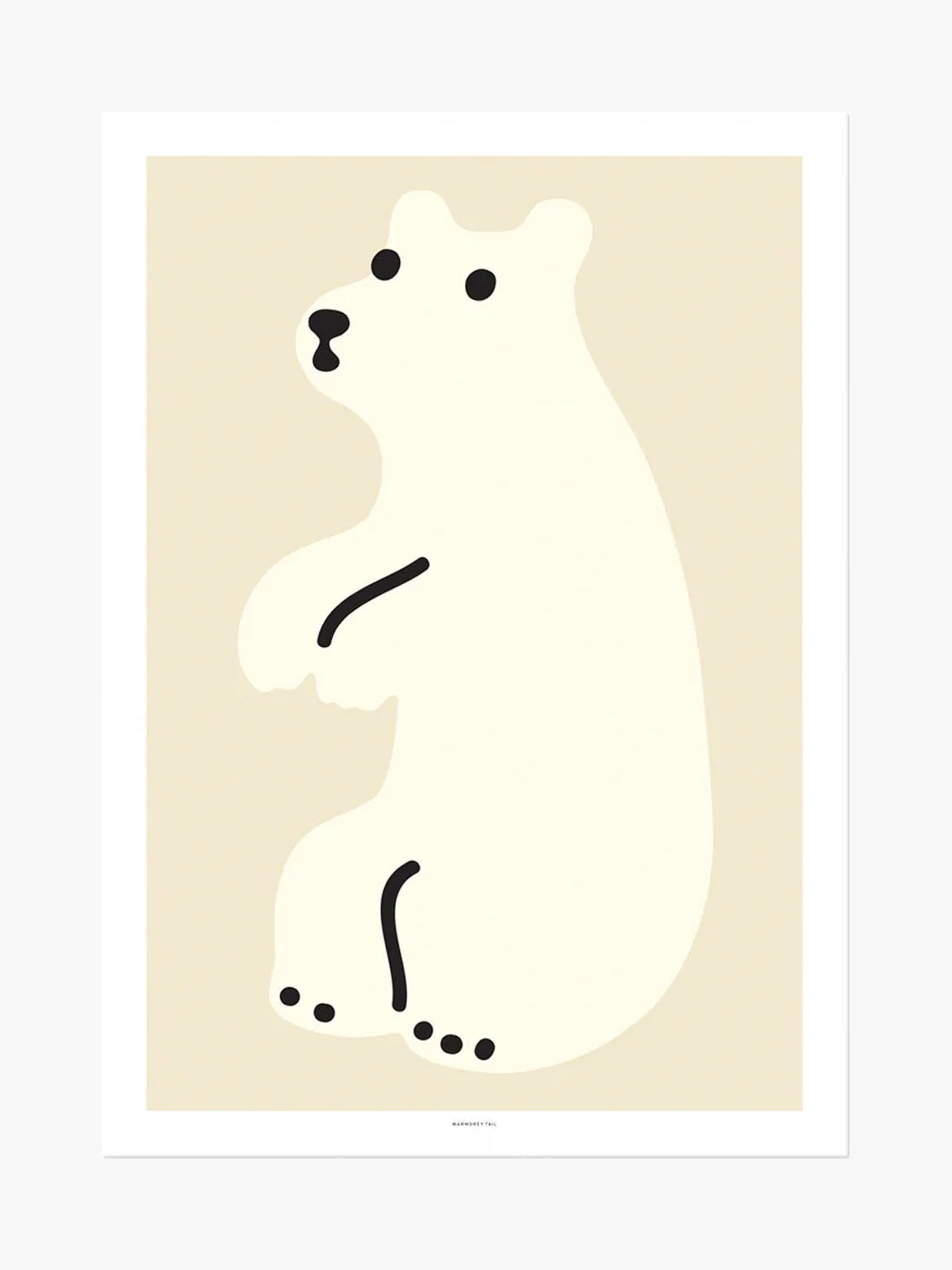 Huggy Bear Art Print - Cream (30x40cm)