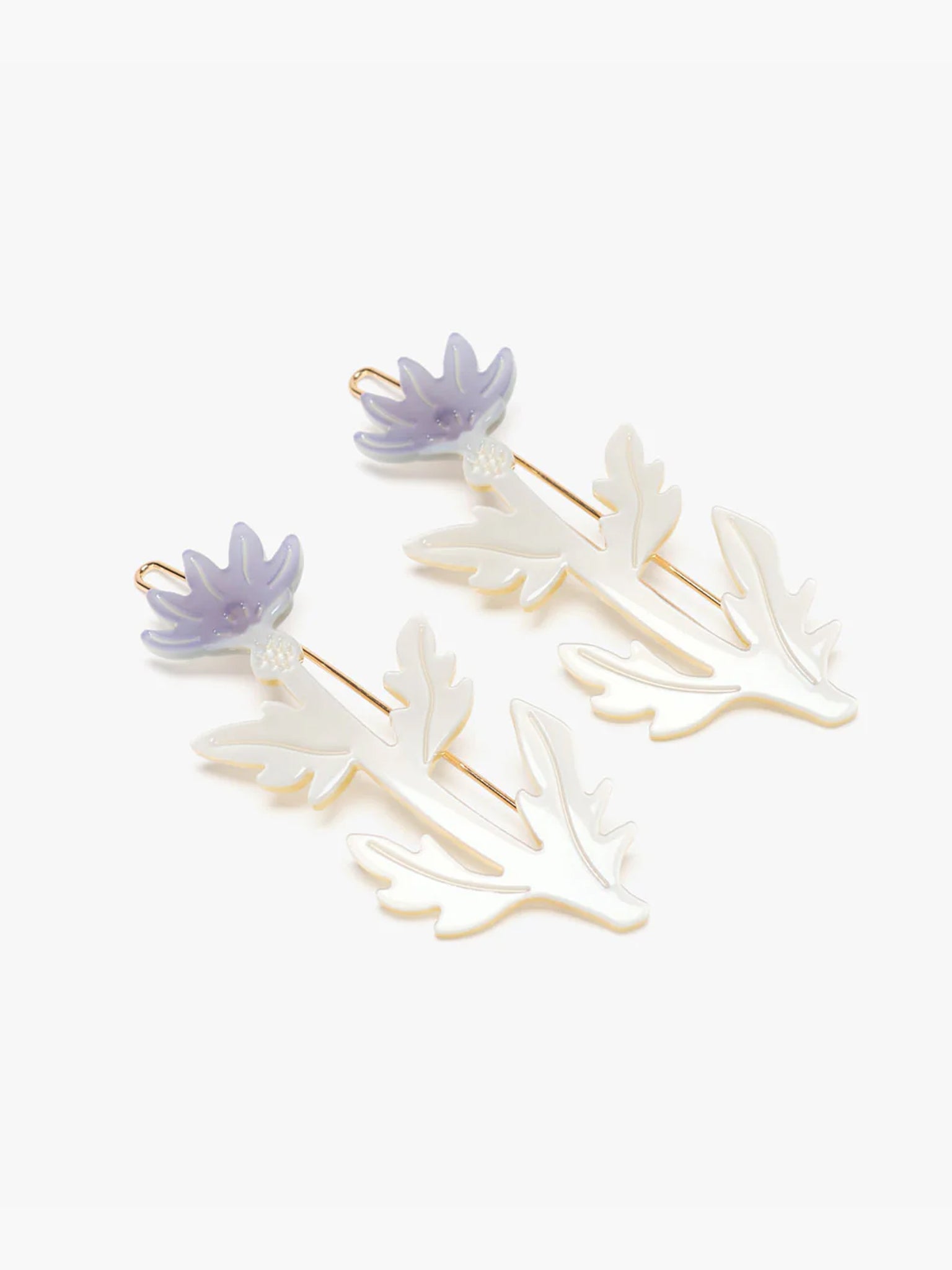 Purple Thistle Flower Barrette Set