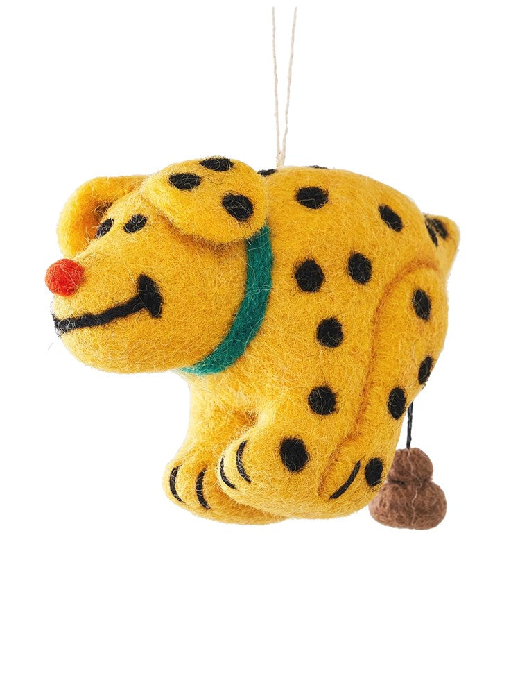 Handmade Felt Ornament - Len (Yellow Dog)