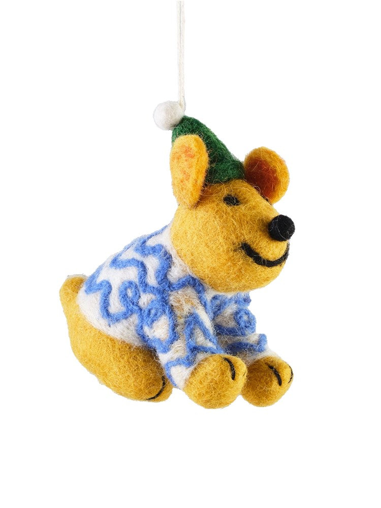 Handmade Felt Ornament - Pippin (Party Pup)