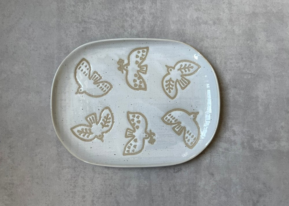 Toritoha Bird Platter - White (21cm)