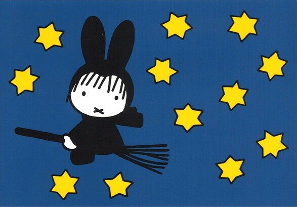 Miffy Postcard - Witch Miffy on Broom