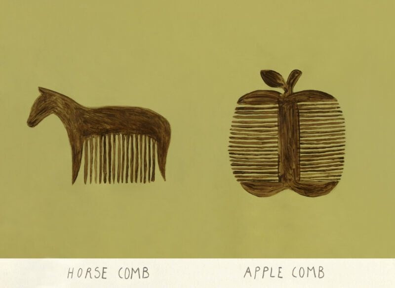 Horse & Apple Comb by Isabelle Vanderplassche (30x40cm)