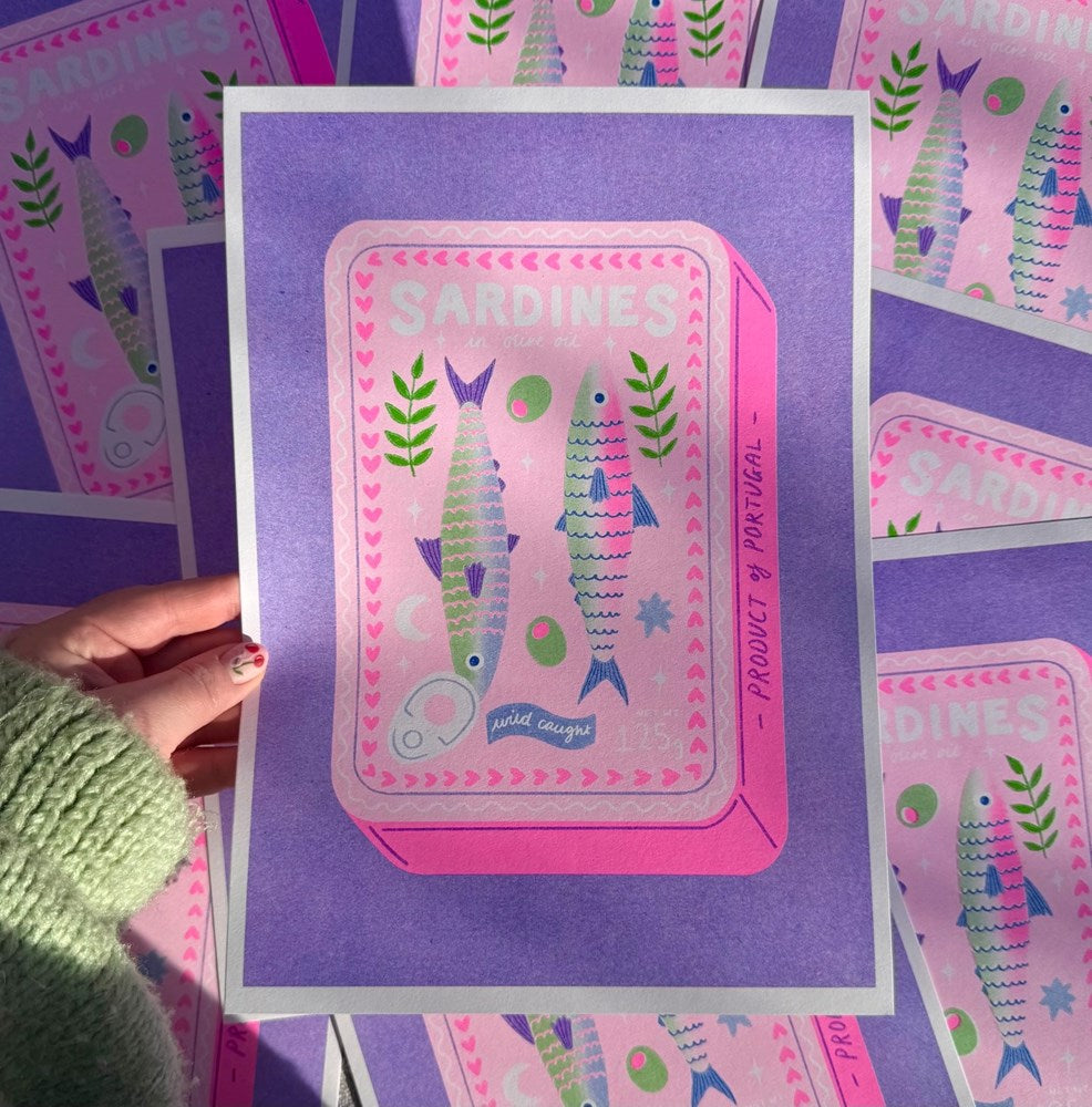 Sardines Tin by Amy Hastings - Risograph Print (A4)