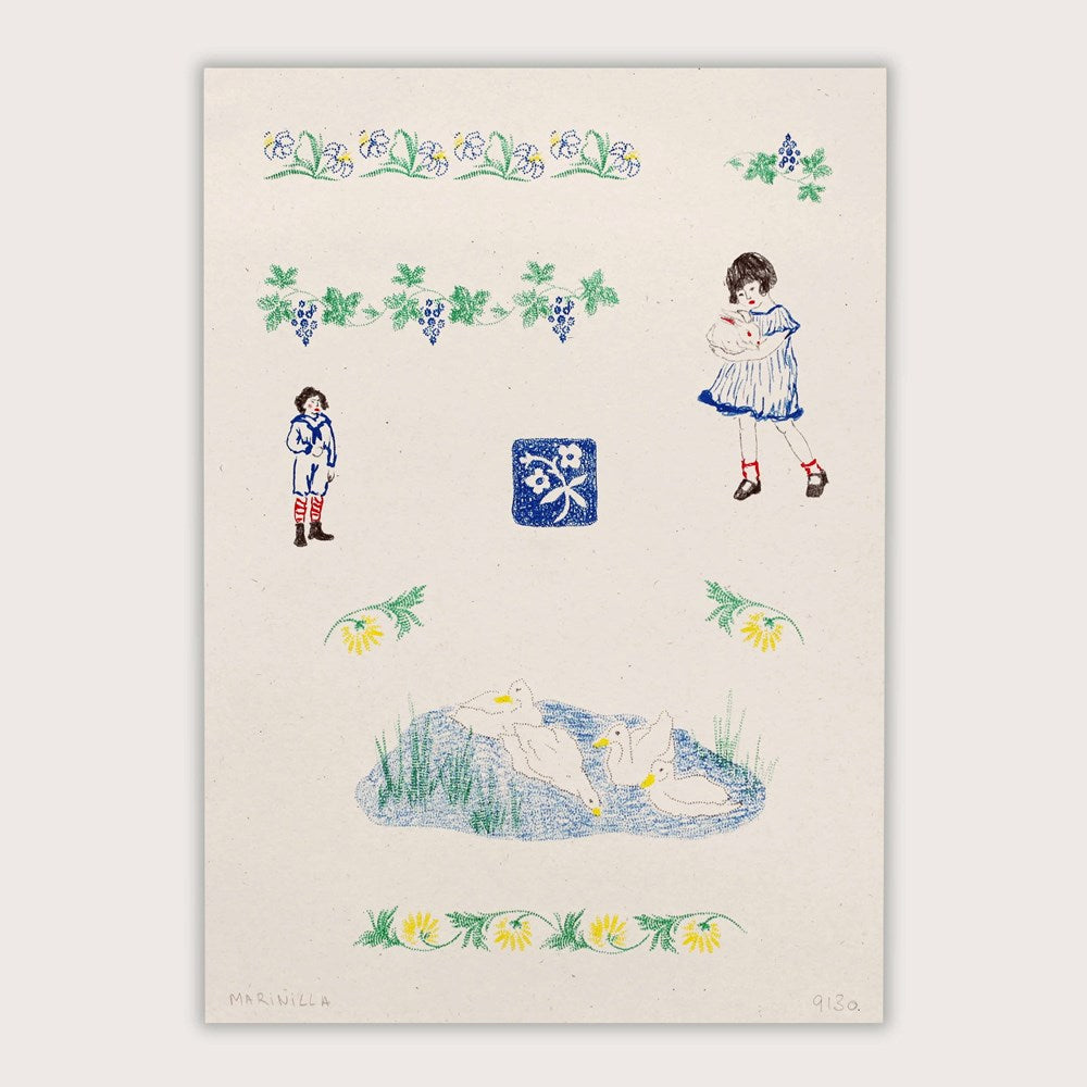 Spring by Marinilla - Risograph Print (A4) (Limited Edition)