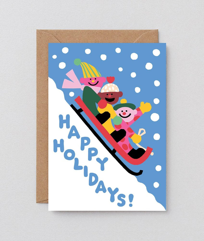 Happy Holidays Sledge Embossed Card x Cari Vander Yacht