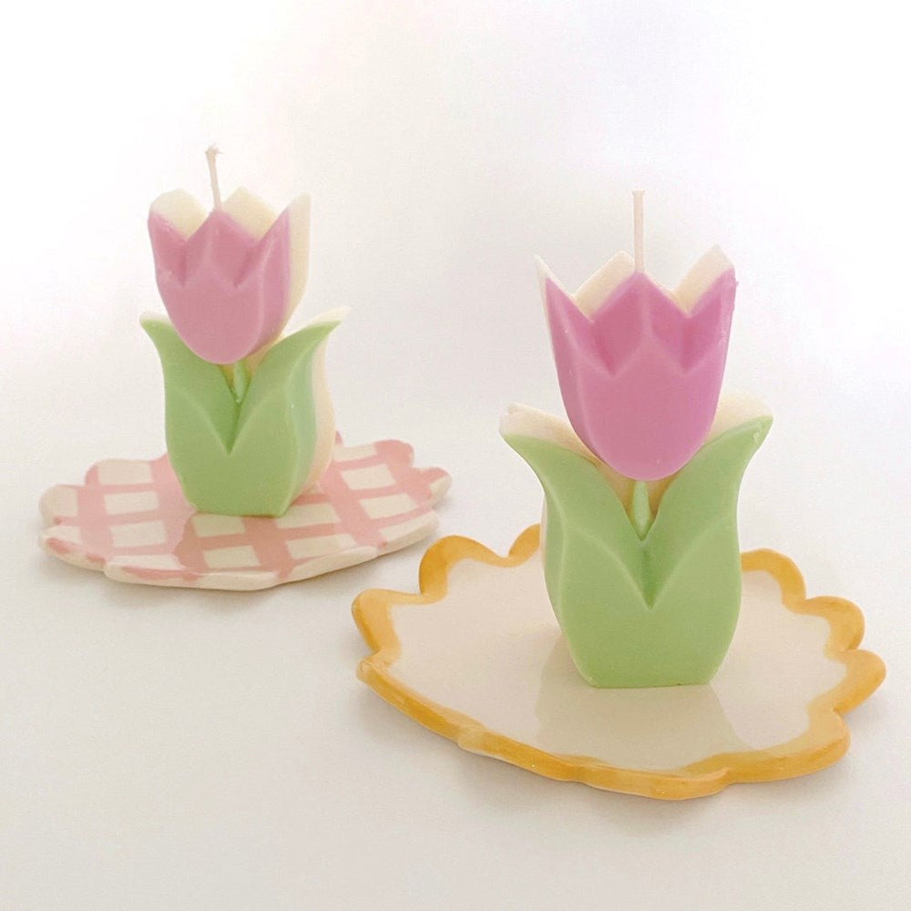 Flower-Shaped Plates - Gingham (4 Colours)