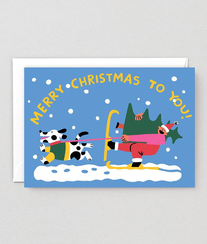 Merry Christmas Skiing Card x Cari Vander Yacht