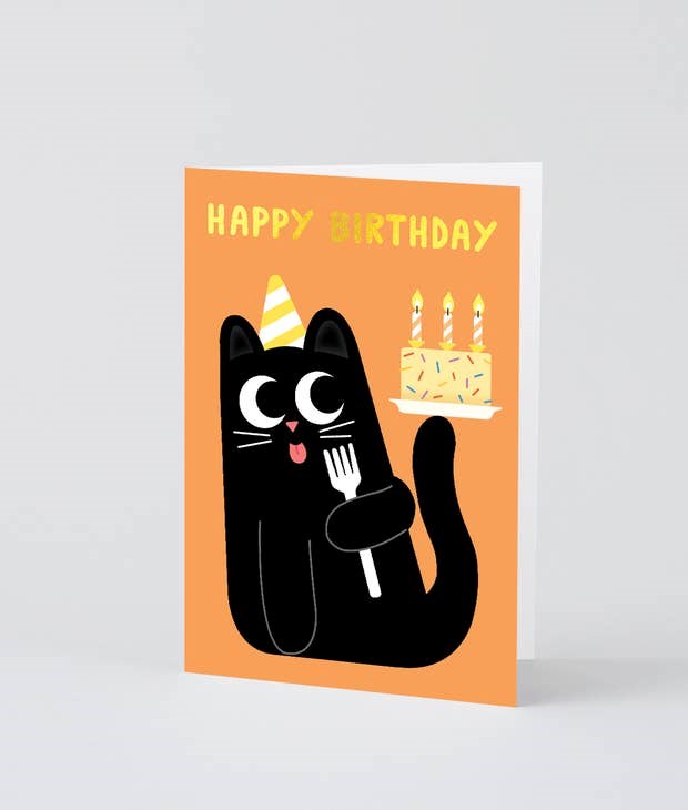 Happy Birthday Cat Cake Card x Elliot Kruszynski