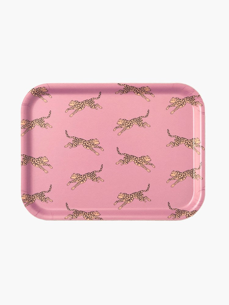 Leopard Serving Tray - Yellow on Pink (27x20cm)