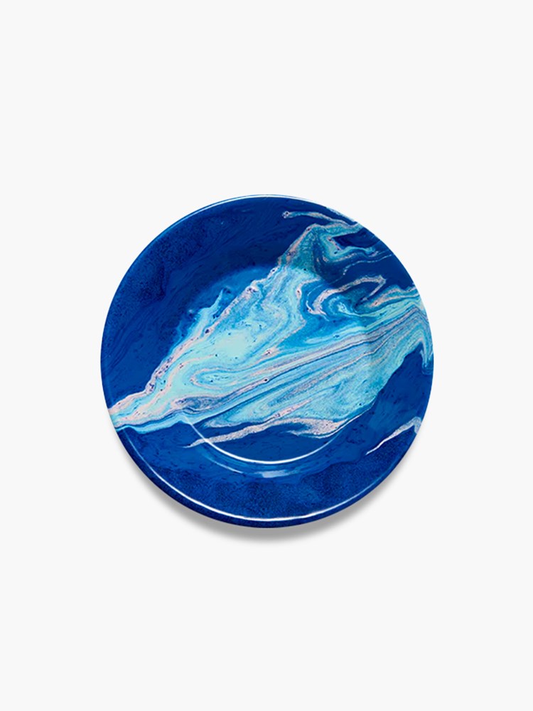 Marble Flat Plate (21cm) - Cobalt Blue