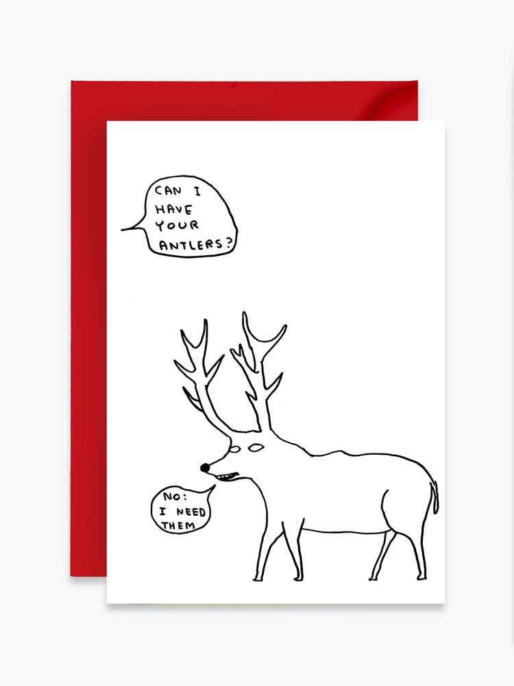 Christmas Antlers Card x David Shrigley
