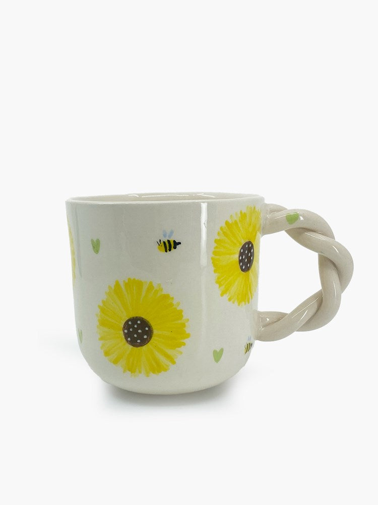 Sunflower Twist Handle Mug